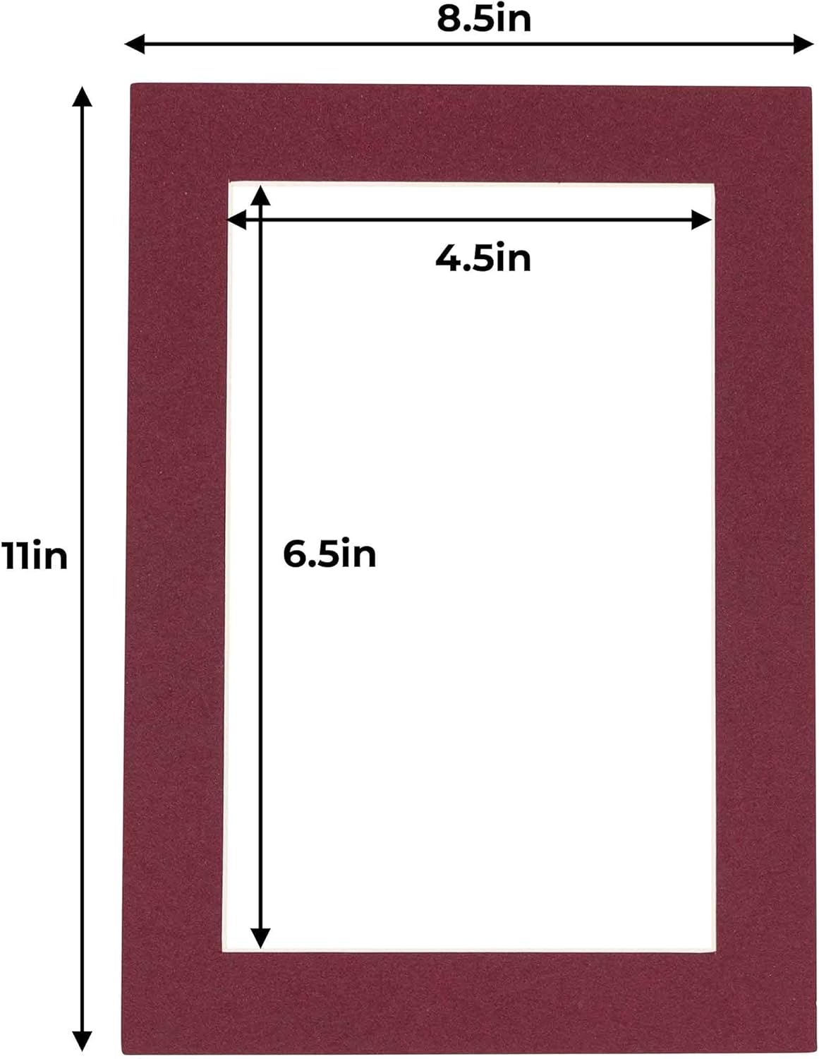 5x7 Mat for 8.5x11 Frame - Precut Mat Board Acid-Free Maroon 5x7 Photo Matte Made to Fit a 8.5x11 Picture Frame, Premium Matboard for Family Photos, Show Kits, Art, Picture Framing, Pack of 10 Mats