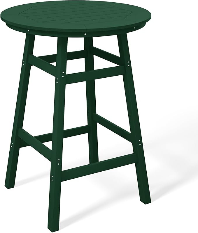 Costaelm Patio Bistro Table, 42" Counter Height Round Patio Cocktail Bar Table with Umbrella Hole, Outdoor Bistro Dining Pub Table for Front Porch Deck Backyard Garden, Dark Green