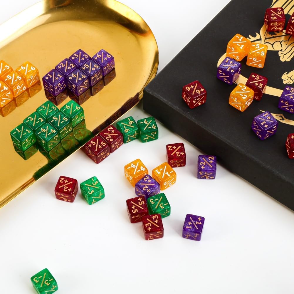 Color MTG Counter Dice Set Keyword Shield Life Counters with Dice Storage Bag for MTG TGG Table Games (Small)