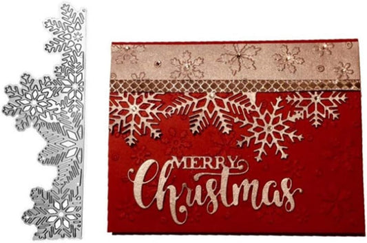 Metal Cutting Dies DIY Merry Christams Embossing Stencil Template Scrapbooking Card Making Mold Photo Album Arts Crafts Tools (Snowflakes label-13.3x4.2cm)