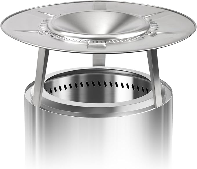HGD 20" Smokeless Firepit with Heat Deflector, Stainless Steel Wood Burning Fire Pit for Friends & Family Gatherings, Secondary Combustion Outdoor Patio Stove for Garden BBQ & Bonfire