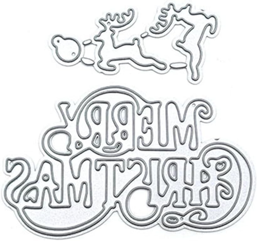 Metal Cutting Dies DIY Merry Christams Embossing Stencil Template Scrapbooking Card Making Mold Photo Album Arts Crafts Tools (Merrry Christmas-6.6x6.3cm)
