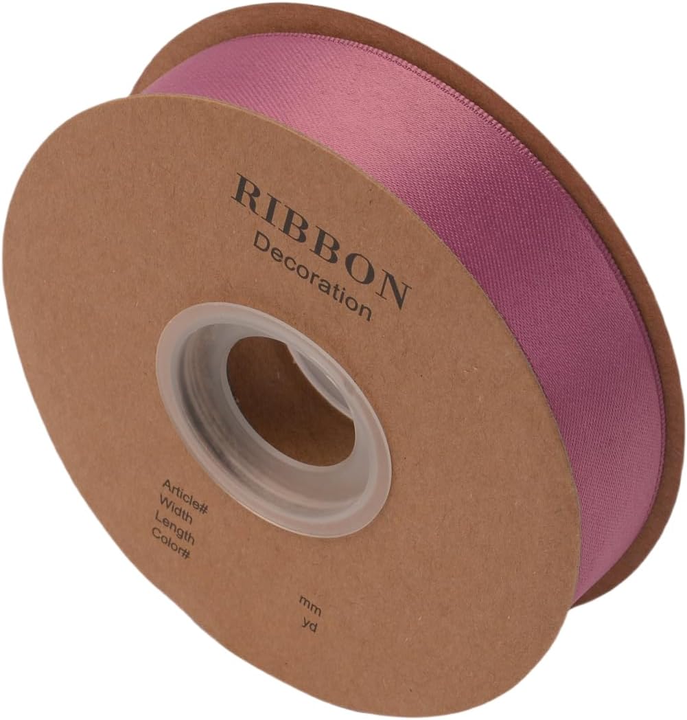 Double Side Satin Ribbon, Continuous 20 Yards,Use for Craft Bows Bouquet, Gift Wrapping, Wedding Decoration, Floral Arrangement (Dark Purple, 1 inch)