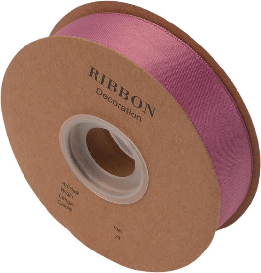 Double Side Satin Ribbon, Continuous 20 Yards,Use for Craft Bows Bouquet, Gift Wrapping, Wedding Decoration, Floral Arrangement (Dark Purple, 1 inch)