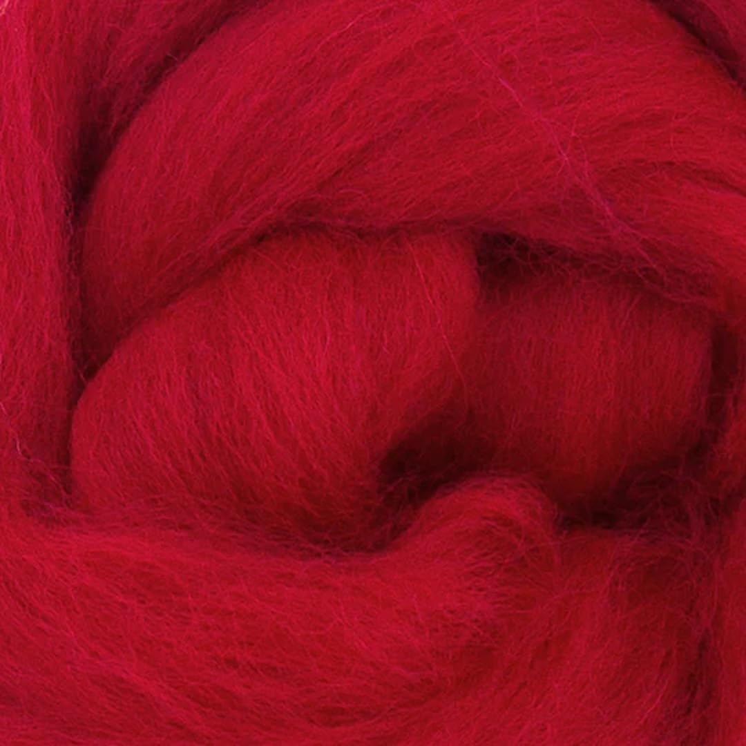 Revolution Fibers Dyed Corriedale Wool | 8 Ounces of Premium Combed Wool Top | 26 Micron, 100% Pure Corriedale Wool Roving, Ethically Sourced (Scarlet Red)