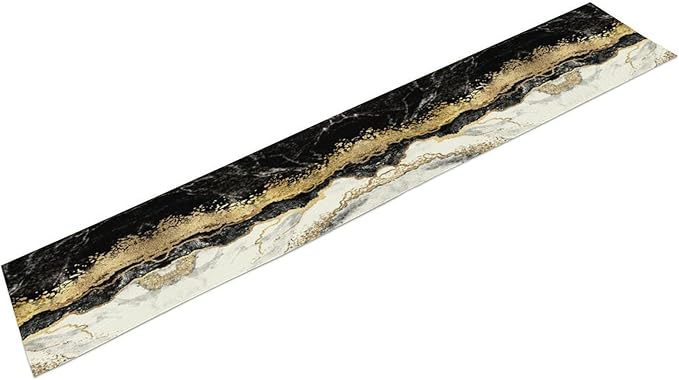 Marble Table Runner, Ink Golden Marble Texture Table Runner for Kitchen Wedding Farmhouse Indoor Outdoor Home Party 13x90in