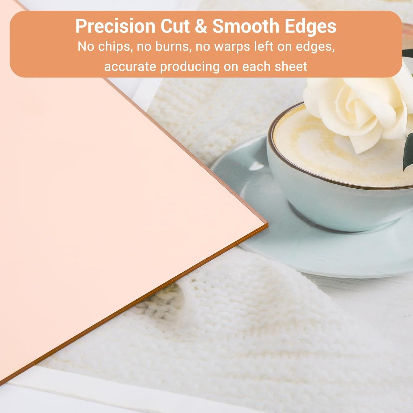 Enoin 1 Pack 8 x 12 Inch Rose Gold Mirror Acrylic Sheet Plexiglass Sheet 1/8 inch Thick, Safety Reflective Mirror Sheet Laser Board Panel for Home and Commercial Use, DIY Craft, Wall Decor