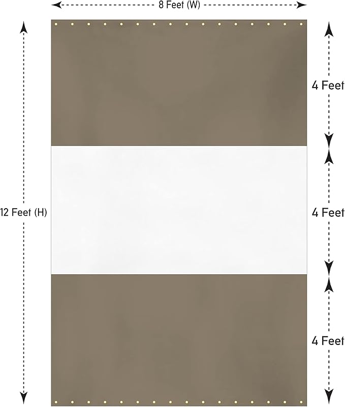 Covers & all Outdoor Clear Panel Curtain, 12 oz Vinyl Outdor Curtains for Patio, Waterproof & Weather Resistant Tarp with Brass Grommets for Pergola, Porch, Gazebos, Balcony (12’ H x 8’ W Feet, Beige)