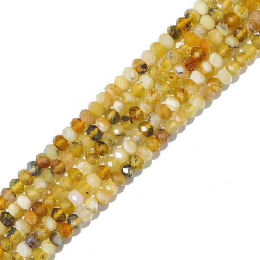Natural Yellow Opal Beads 4x2mm 120pcs Faceted Rondelle Loose Semi Gemstone Beads for Jewelry Making Design