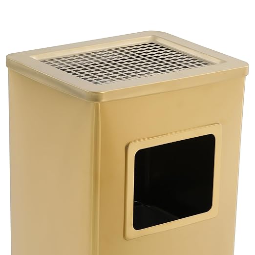 Trash Can with Lid Outdoor Indoor Stainless Steel Commercial Garbage Bin Waste Container with Inside Barrel for Patio Yard Garage, Gold