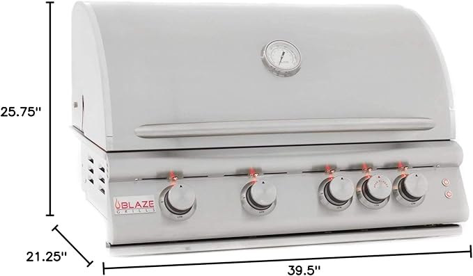 Blaze Outdoor Grill | 32-Inch Stainless Steel Propane BBQ Grill | 4 Burner Barbecue | Premium Outdoor Kitchen Grilling | Rear Infrared Burner & Grill Lights | BLZ-4LTE2-LP