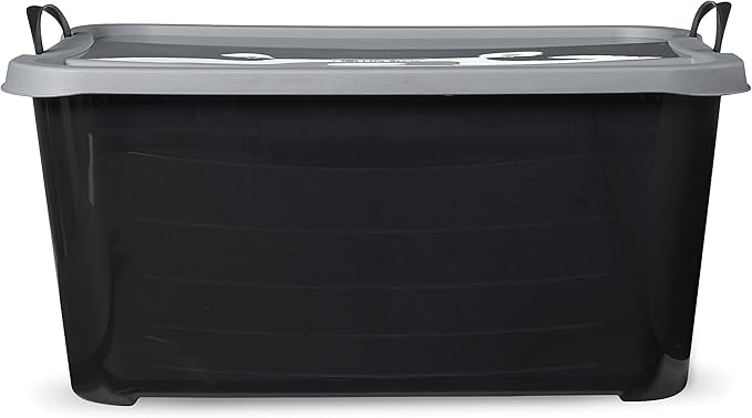 Life Story 6 Pack Heavy Duty Stackable Storage Bin, 55 Quart Home Organizer, Versatile Lightweight Locking Bins with Carrying Handles, Black/Gray
