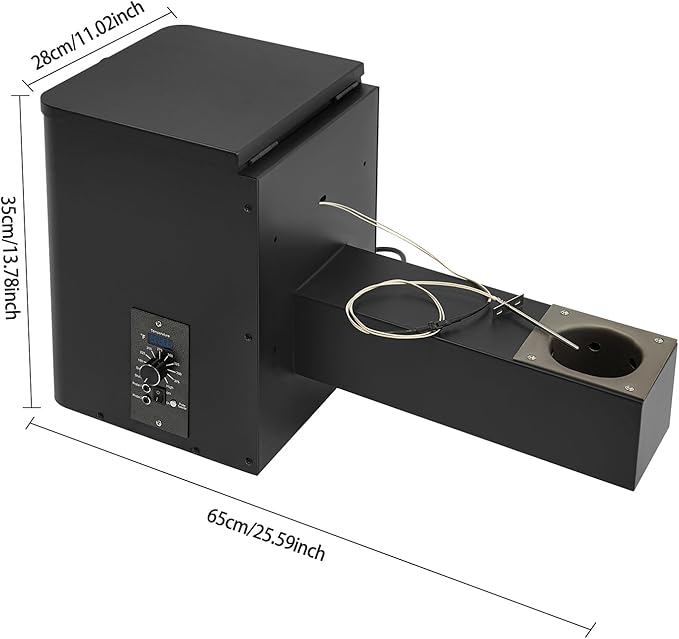 Electric Wood Pellet Smoker Grill Part, 250W 180℉ -500℉ Vertical Pellet Smoker Hopper Assembly Kit with Dual-Functional Wind Mechanism and LED Visual Feedback Screen