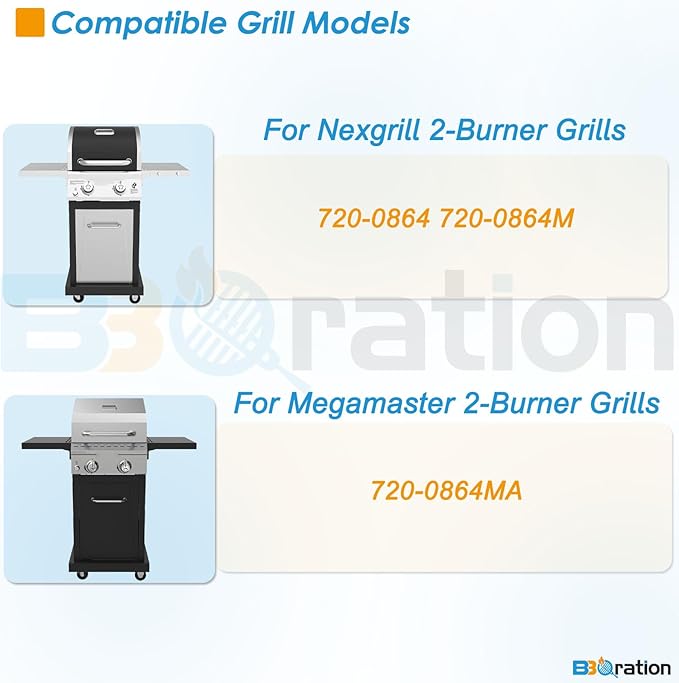 Replacement Parts Kit for Nexgrill 2-Burner 720-0864 720-0864M, Grill Parts Kit for Megamaster 720-0864MA, Grill Grate Kit for Nexgrill Replacement Parts