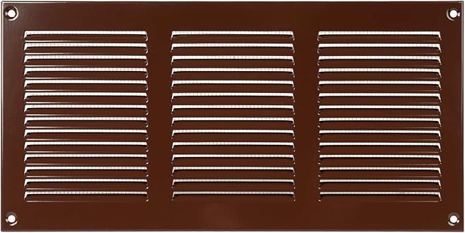 Repa Market 12x6 Inch Air Vent Cover/Brown Galvanized Steel Louvered Grill Cover with Mesh Screen/Wall or Ceiling Vent/Durable Flush Mount HVAC Register for Indoor and Outdoor Ventilation