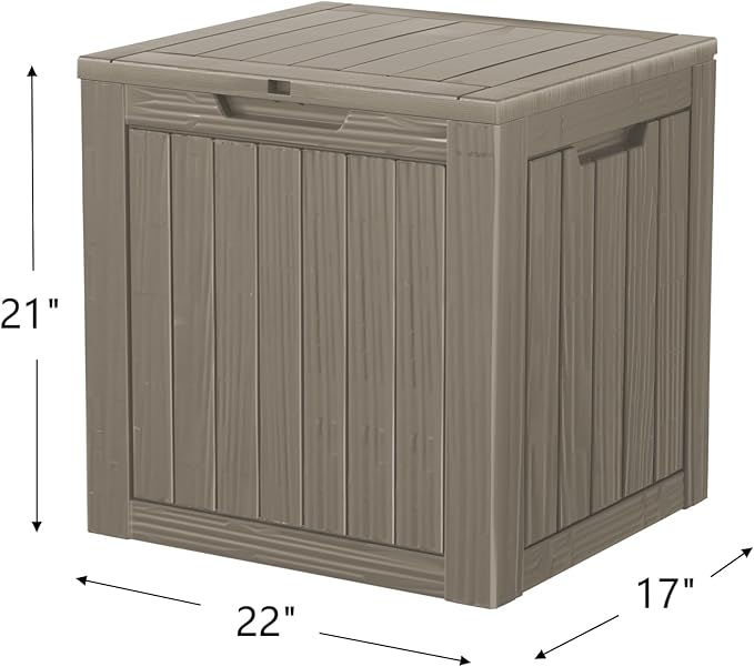 35 Gallon Resin Deck Box, Waterproof Outdoor Storage Box for Patio, Poolside, and Garden, Lockable UV-Resistant Storage Bin Bench Cabinet for Small Spaces, Grey