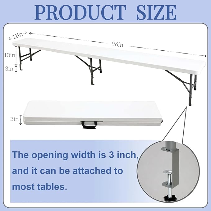 Bar Top Riser Tables Bar Riser with Skirt Mobile Folding Table Foldable Portable Risers for Banquet Events Home Party Picnics Restaurants(Table Not Included)(White,8 ft)