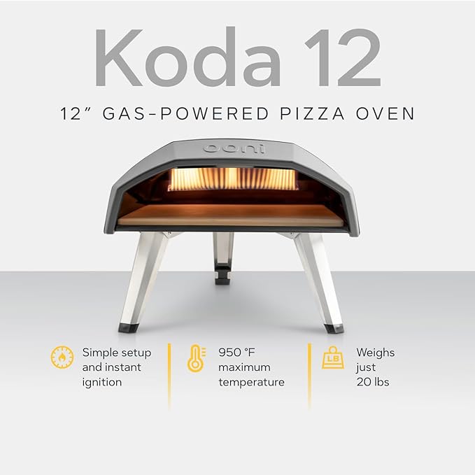 Ooni Koda 12 Portable Gas Pizza Oven Bundle - 12" Pizza Peel and Koda 12 Carry Cover