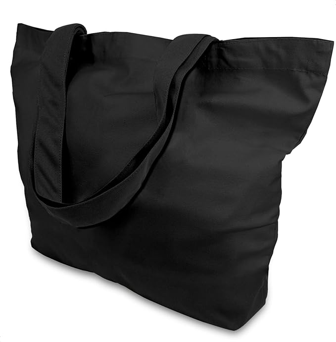 TOPDesign 12-Pack Super Strong Large 12oz Cotton Canvas Tote Bags, Reusable Grocery Shopping Cloth Bags, Fashionable Two-Tone Totes for Crafts, DIY Your Creative Designs