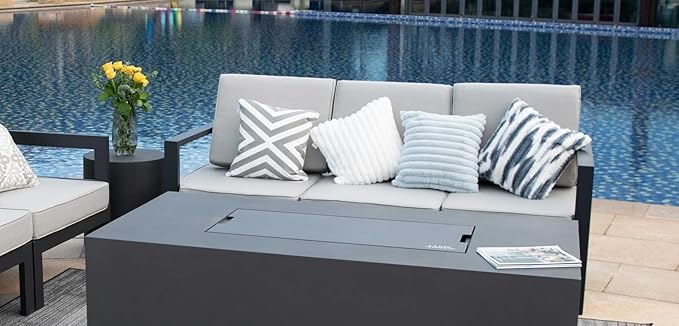 AMS Fireplace | Powder Coated Fire Pit Burner Lid for Sedona Fire Table (Dark Gray) | Weather-Protected | Easy to Clean | No Assembly Required