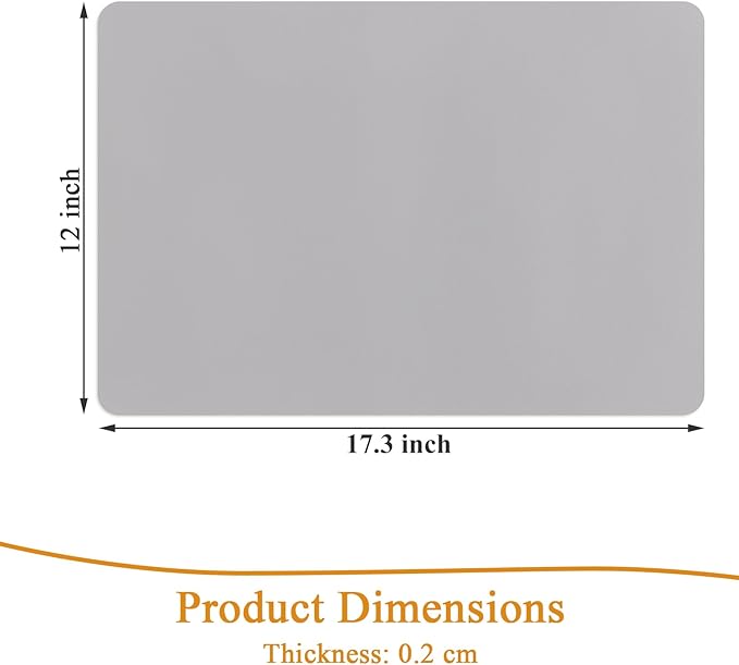 SHACOS Placemats Set of 6 Faux Leather Waterproof Leakproof Wipeable PU Non-Slip Vinyl Place Mats Heat Resistant Table Mats for Kitchen Dining Table Indoor Outdoor, Grey