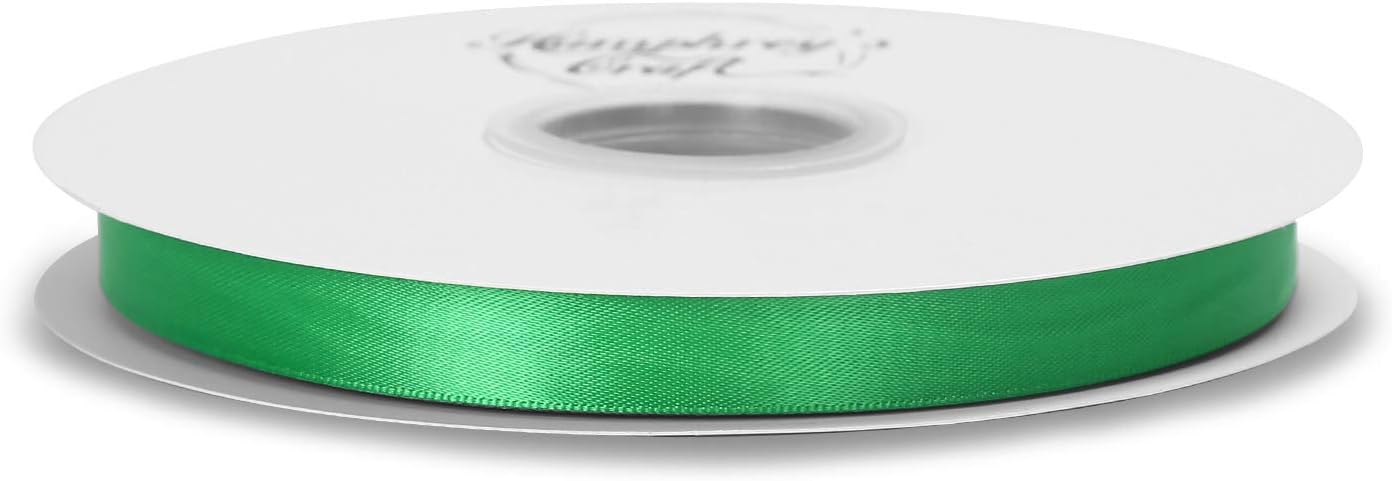 Humphrey's Craft 1/2 Inch Fern Green Double Faced Satin Ribbon - 50 Yards Variety of Color for Crafts Gift Wrapping Bows Bouquet Decoration Sewing Christmas Tree Wedding Invitation Card.