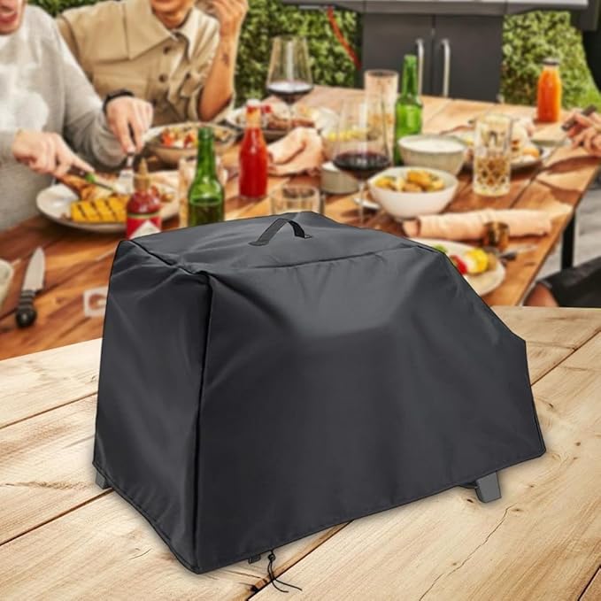 Pizza Oven Cover For 3-in-1 Portable Pizza Oven, Heavy Duty Waterproof Cover With Drawstring, Fits 71X45x54cm, Black