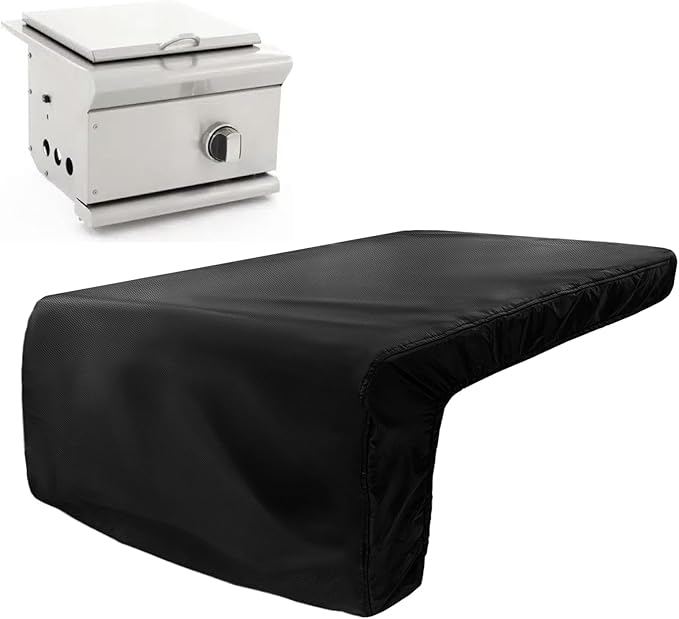 Burner Cover for 14 inch DCS Single Side Burner Built-in Natural Gas Griddle,Heavy Duty 600D Waterproof Burner Cover with Plush Lining,Suitable 18''L x 15''W x 12''H,Black