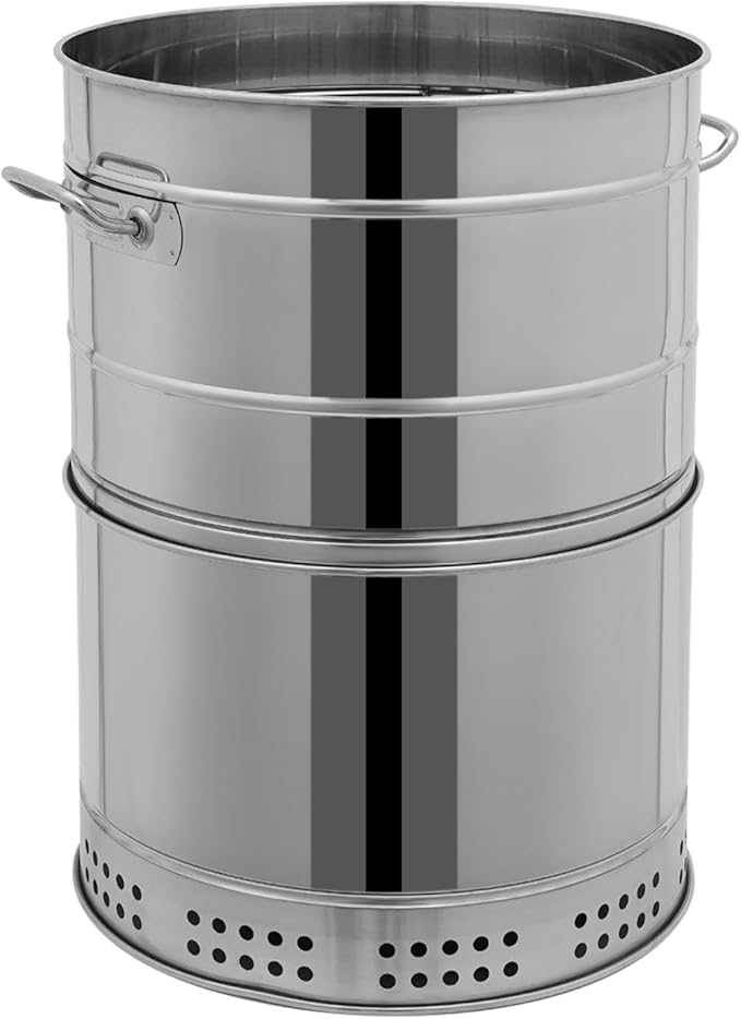 Stainless Steel Smokeless Barbecue Surround Charcoal Grill, 50 Kabob Skewer Portable Charcoal BBQ Charcoal Barrel Smoker with Grilling Accessories Set for Camping, Backyard & Home BBQ INGRILL