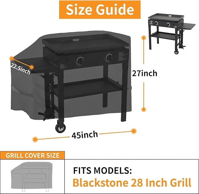 28 inch Blackstone Griddle Cover，600D Heavy Duty Waterproof Anti-UV Canvas Flat Top BBQ Cover for Blackstone 28'' Outdoor Cooking Gas Grill Griddle Station,