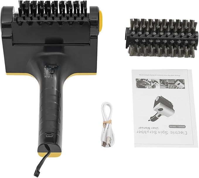 Cordless Electric Grill Cleaning Brush, Outdoor Grill Cleaner with Water Spray, Speed Adjustment Battery Operated Grill Brush, Power Grill Grate Cleaner for BBQ, Floors and Kitchen