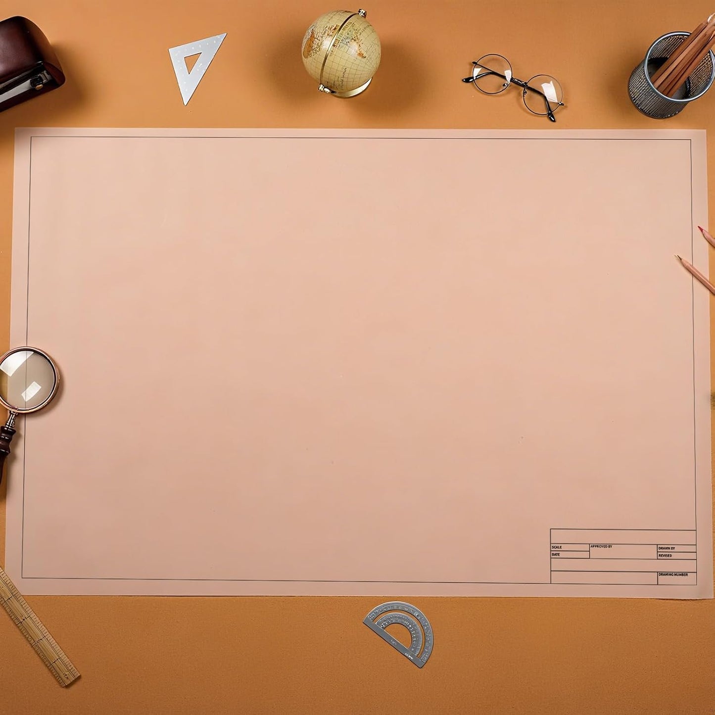 Tatuo 15 Sheets Architectural Vellum Paper 24 x 36 Inch Drafting Vellum Tracing Sheets White Semi Translucent Drafting Paper Rag with Border and Title Block for Drawing Sketching Architecture Building