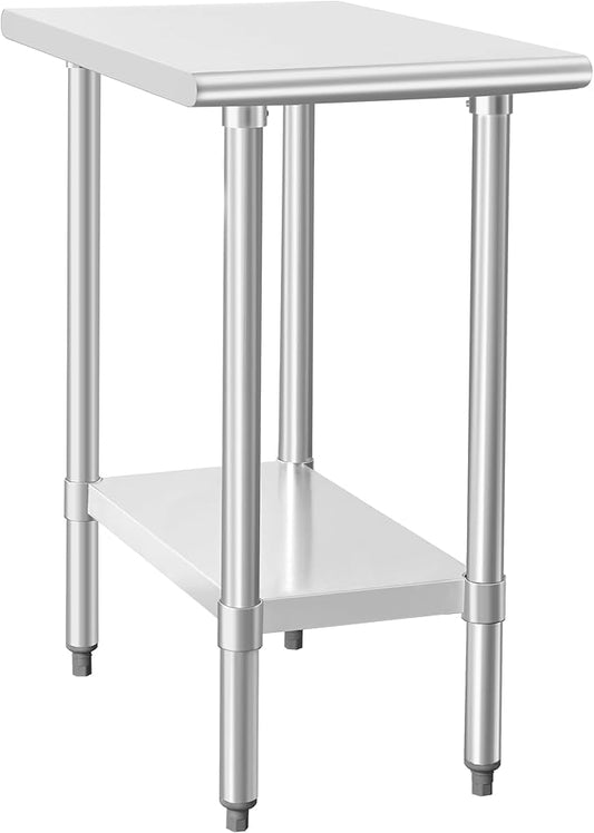 HARDURA Stainless Steel Table 30X18 Inches with Undershelf and Galvanized Legs NSF Heavy Duty Commercial Prep Work Table for Restaurant Kitchen Home and Hotel
