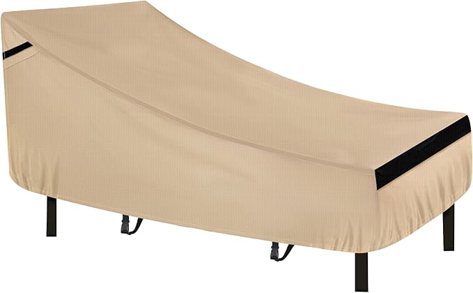 NEVERLAND Waterproof Patio Lounge Chair Cover, Outdoor Chaise Lounge Covers with Heavy Duty Material, 420D Waterproof Outdoor Chairs Cover 78L x 34W x 32H inch Golden