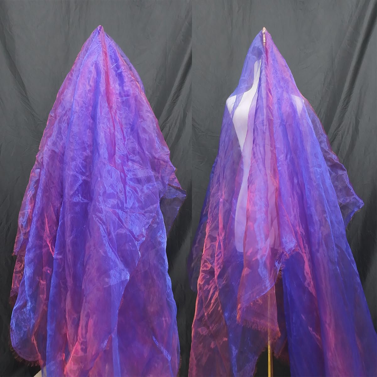 Two-Tone Iridescent Holographic Organza Fabric - 11 Yards by The Yard | Lightweight Sheer Tulle | for Wedding Dresses, Party Decor, DIY Crafts, Shiny Backdrops(Royal Blue with red)