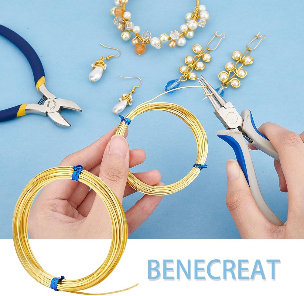 BENECREAT 14K Gold Plated Square Copper Wire - 16.4FT 20 Gauge Wire for Jewelry Making, Beading, Crafting