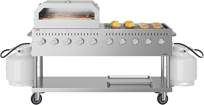 KoolMore 72 in. Commercial Outdoor Propane Gas Grill with 36 in. Pizza Oven, ETL Listed in Stainless-Steel (CGKIT7-P36)