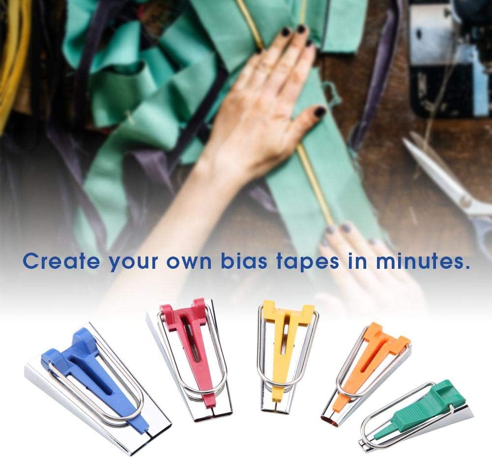 5pcs Bias Tape Makers Set Fabric Tape Maker Tool Set DIY Sewing Quilting Bias Binding Maker 6MM/9MM/12MM/18MM/25MM