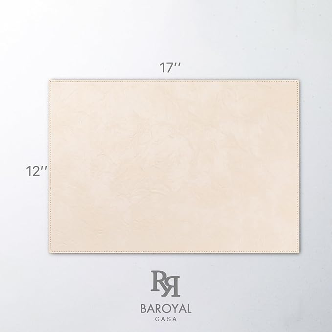 Faux Leather Placemats Set of 12 Vinyl Washable Wipeable Table Mats for Kitchen Dining Table Heat Resistant Waterproof Modern Indoor/Outdoor Placemats Non-Slip Easy Clean Place Mats (Beige)