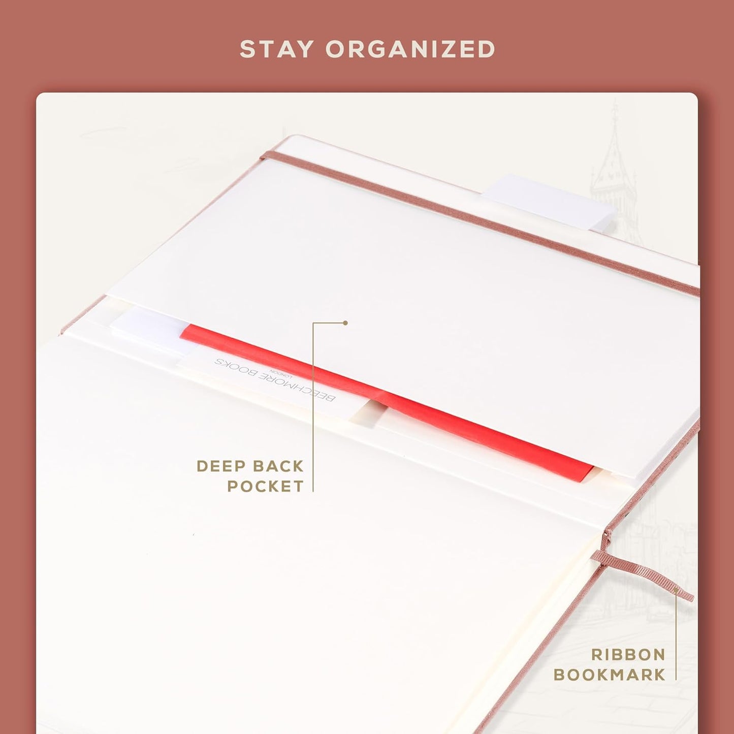 Beechmore Books A3 Sketchbook – 11.7x16.5 Premium Vegan Leather Bound Extra Large Sketch Book Hardcover, 160gsm 160 Perforated Ivory Pages, Blank Sketch Pad, Gift Boxed, Back Pocket, Ribbon Bookmark