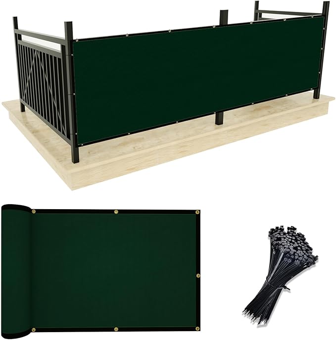 UPGRADE Privacy Screen 3' x 10' Fence Commercial Shade Cover with Brass Grommets Heavy Duty Perfect for Outdoor Back Yard, Dark Green, Customizable