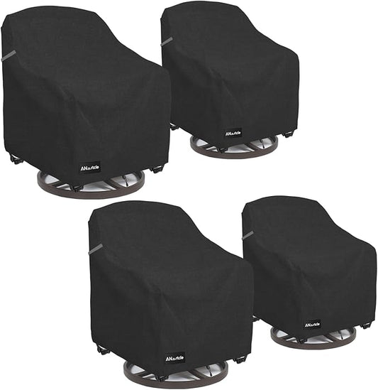Swivel Patio Chair Cover 4 Pack,600D Waterproof Heavy Duty Outdoor Chair Cover(33 W x 35 D x 36 H inches),Patio Furniture Covers,Outdoor Furniture Covers Waterproof,Black