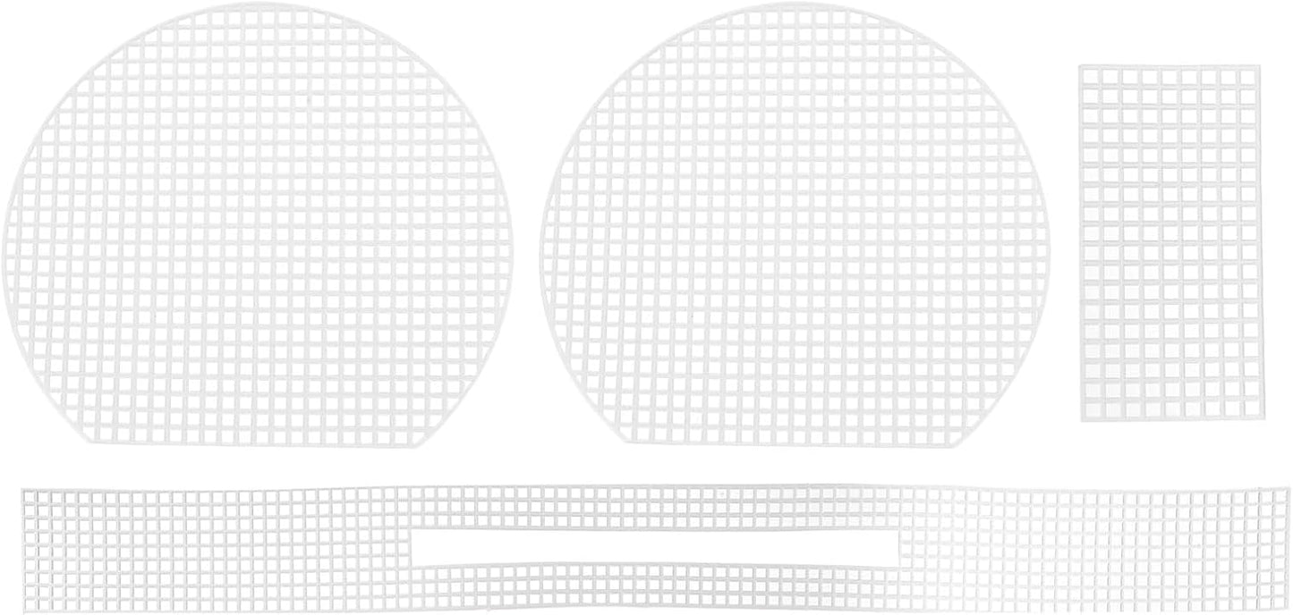 MECCANIXITY 2Set Plastic Mesh Canvas Sheet 4 Count for Crochet Bag Making Blank Canvas Semicircle for Embroidery Needlepoint, Bag, Knit Crochet Mesh, White