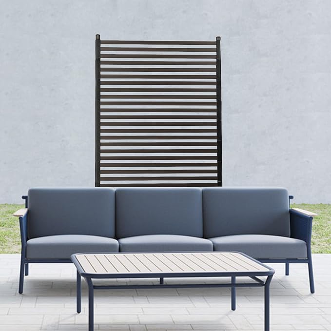 Metal Outdoor Privacy Screen,Freestanding Outdoor Divider Decorative Privacy Fence Screen,Freestanding Decorative Privacy Screen for Balcony Patio (Brown 90 * 180cm)