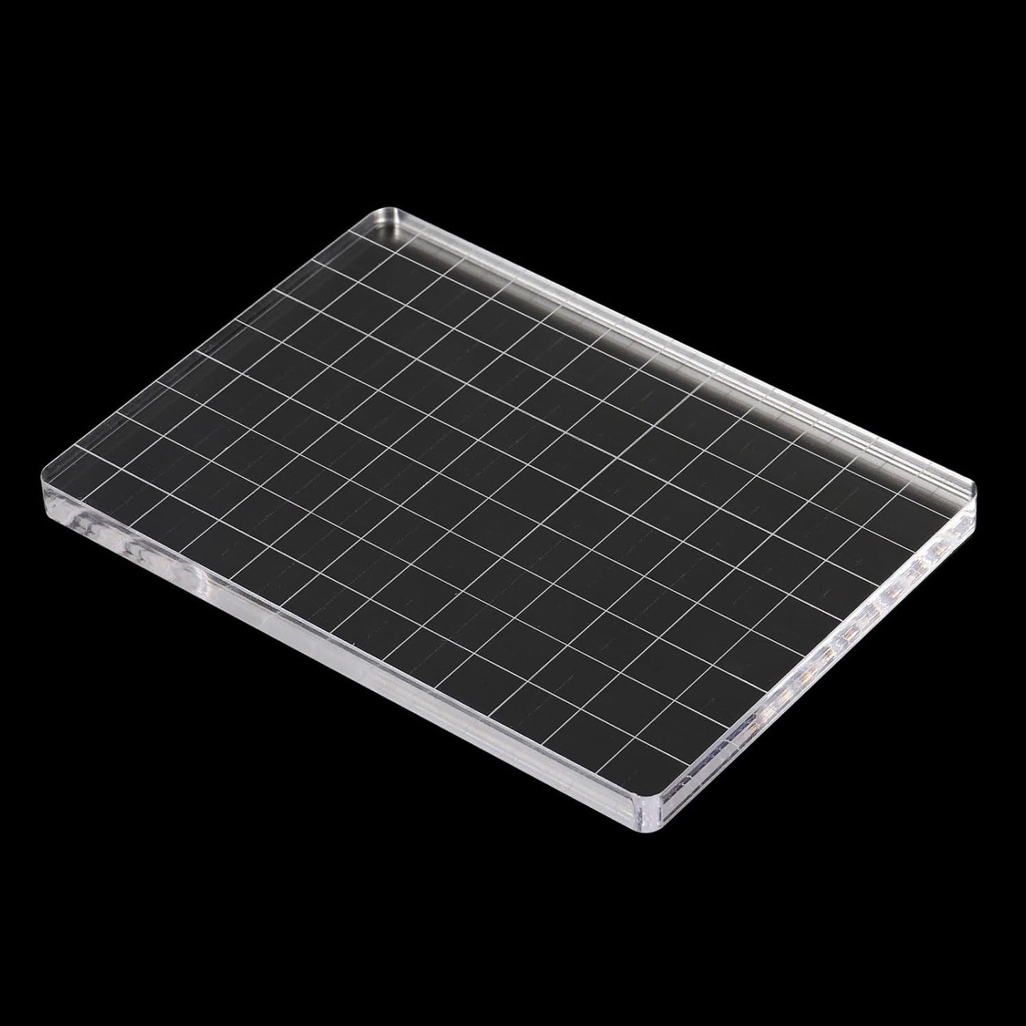 PATIKIL 5" x 3.5" Acrylic Stamp Block, 2 Pack Clear Stamping Block with Grid Lines Decorative Mounting Blocks Square for Scrapbooking DIY Crafts Card Making