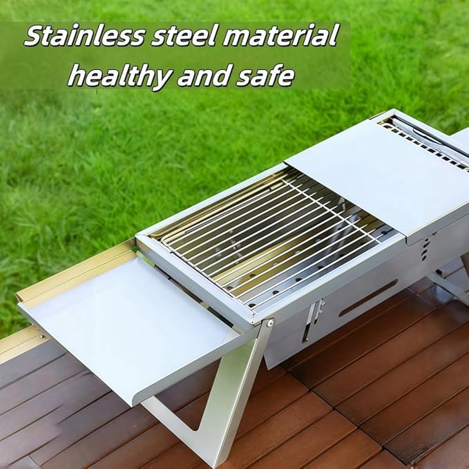 small portable charcoal grill: mini foldable tabletop grills for camping Picnic beach - stainless steel bbq grill for outdoor(Type-3)
