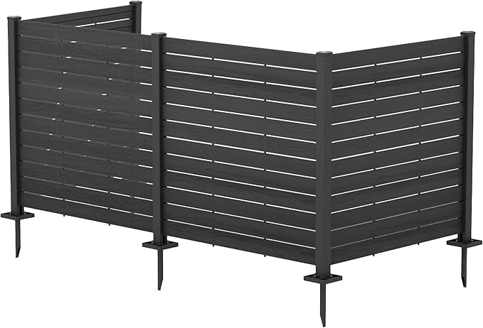 Kozyard 50" W x 48" H Outdoor Privacy Screens Aluminum Post, Air Conditioner Fence Panels, Pool Equipment Enclosure, Trash Can Screens Fence Kit for Outside Backyard Patio 4Panels