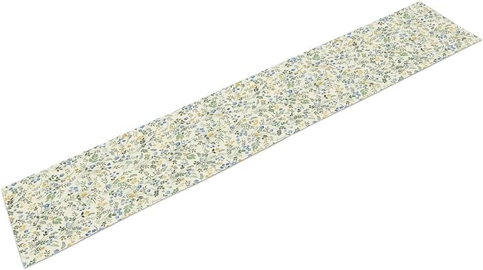 Rustic Flower Table Runner, Spring Sage Green Eucalyptus Leaves Watercolor Floral Flower Plant Leaves Print Table Cover for Dinning Holiday Home Picnic Party Decor, 13x60inch