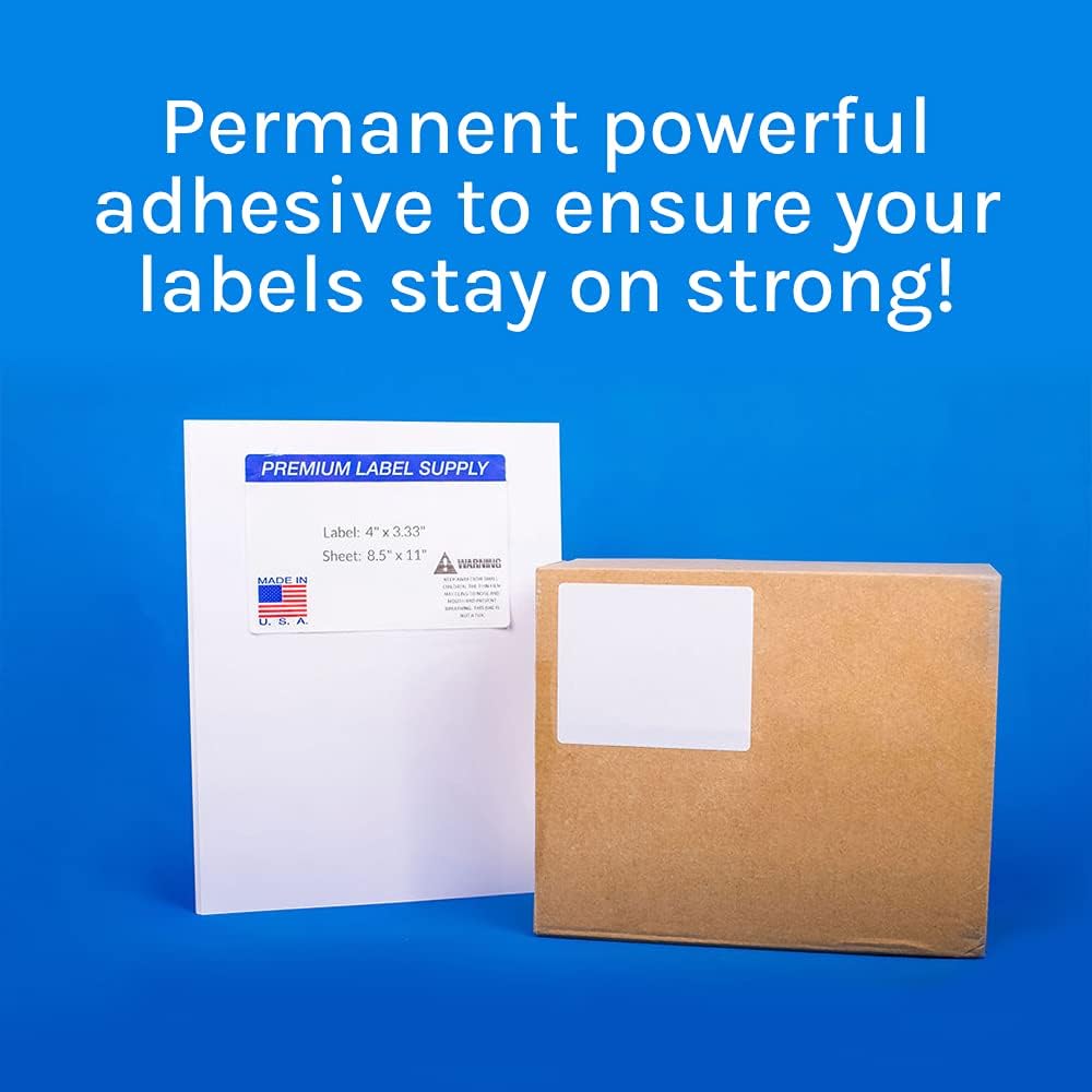 Premium Label Supply White Sticker FBA Labels – 4" x 3.33" – Laser/Inkjet Compatible – (6 per Sheet), 25 Sheets - 150 Total Adhesive Labels