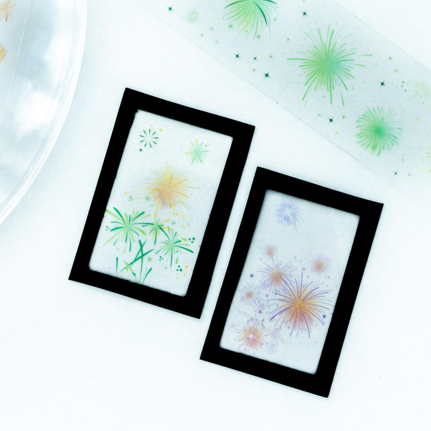 Fireworks PET Tape Set, 4 Rolls Pre-Cut Ephemera for Junk Journaling, Scrapbooking, Crafting, DIY Projects, Diaries, and Art Supplies